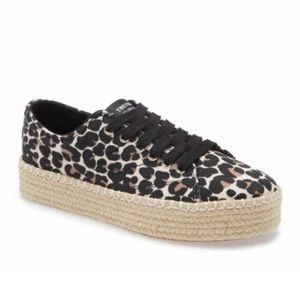NWT Tretorn Eve Espadrille Leopard Animal Lace Up Jute Platform Sneaker - 6.5